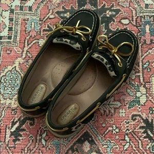 Leopard print black and gold Sperry top siders!